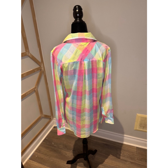 Women's Rails Plaid Button Down Shirt Size M Pink Yellow - Picture 3 of 4